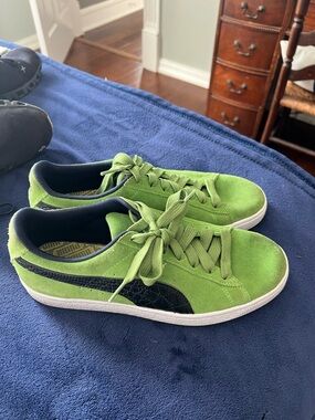 Puma Green and Black Suede Sneakers